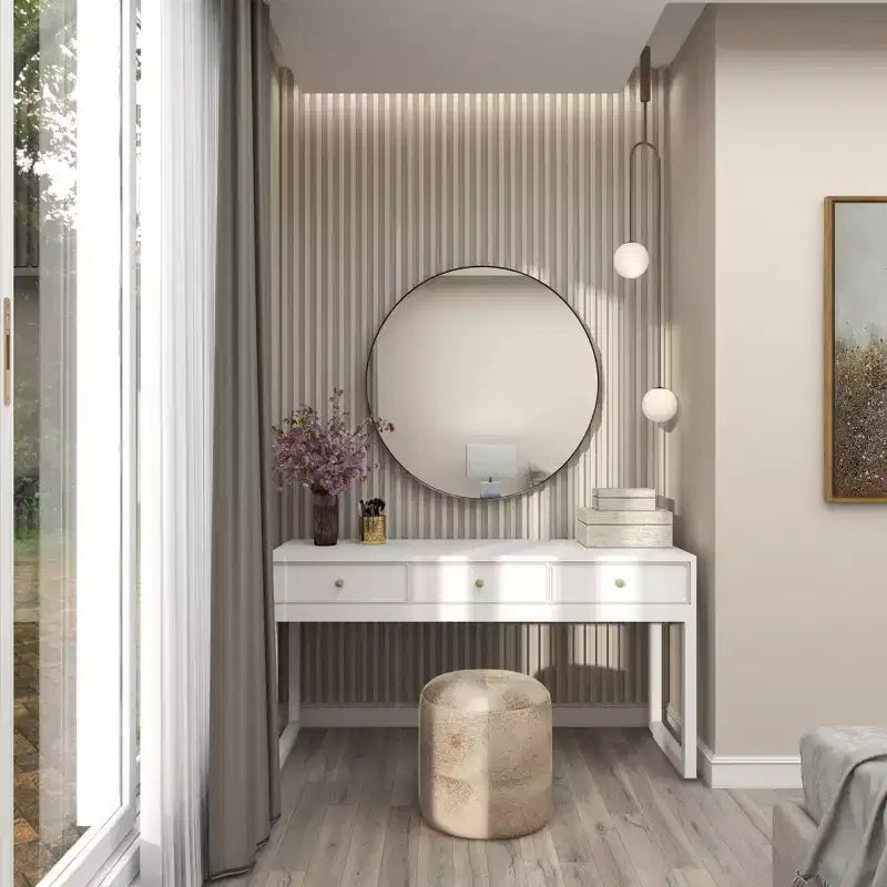 Miroir mural rond contemporain en bois de 36 po - Olivia & May