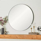 Miroir mural rond contemporain en bois de 36 po - Olivia & May