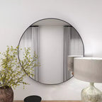 Miroir mural rond contemporain en bois de 36 po - Olivia & May