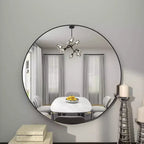 Miroir mural rond contemporain en bois de 36 po - Olivia & May
