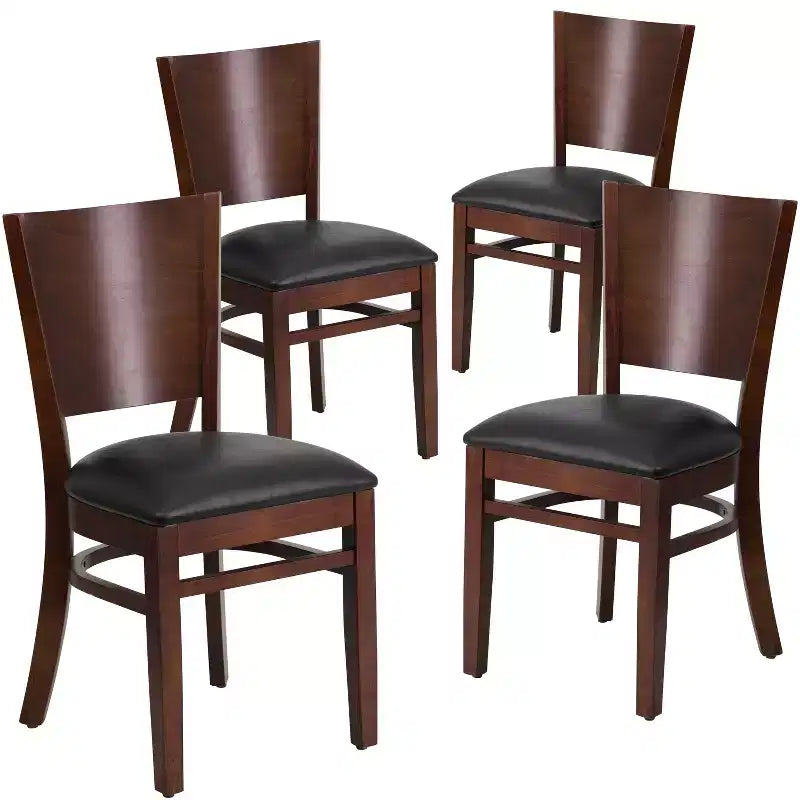 Chaise de restaurant en bois à dossier plein Flash Furniture 4 unités de la série Lacey