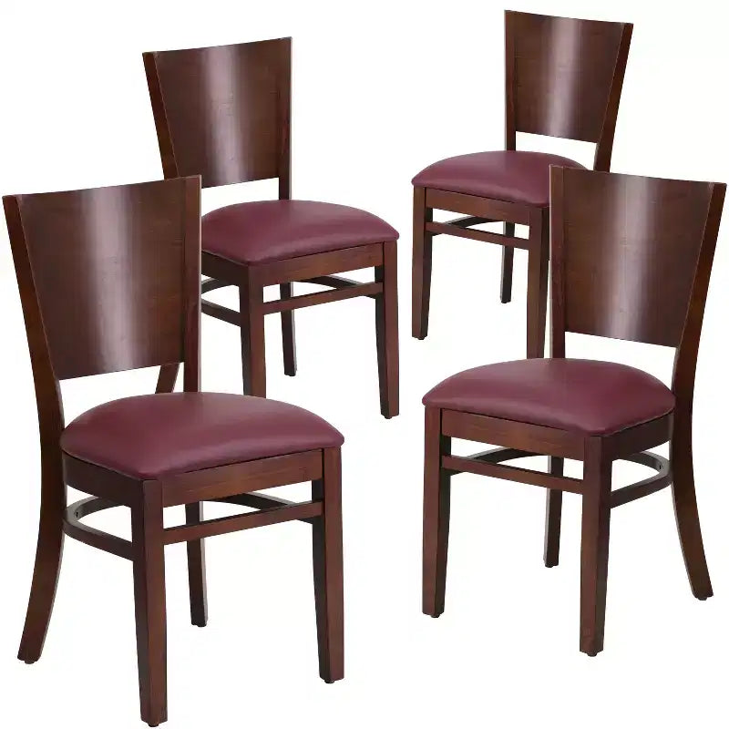 Chaise de restaurant en bois à dossier plein Flash Furniture 4 unités de la série Lacey