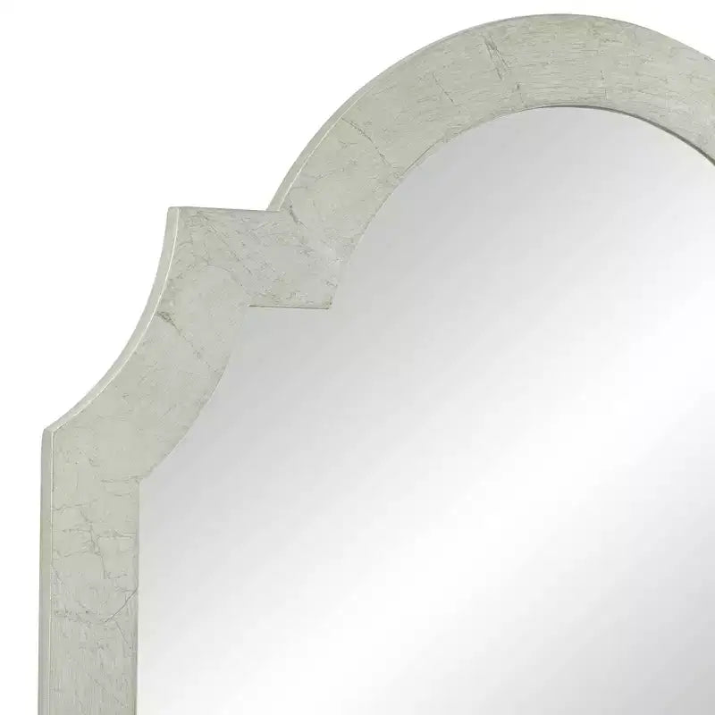 Miroir mural décoratif rectangulaire Noble Park Arch, cadre en bois feuille d'argent brillant, style glamour moderne, 71 cm de large, pour salle de bain, chambre, salon, maison