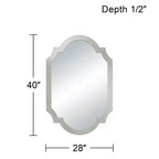 Miroir mural décoratif rectangulaire Noble Park Arch, cadre en bois feuille d'argent brillant, style glamour moderne, 71 cm de large, pour salle de bain, chambre, salon, maison