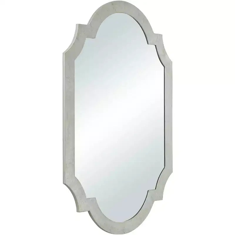 Miroir mural décoratif rectangulaire Noble Park Arch, cadre en bois feuille d'argent brillant, style glamour moderne, 71 cm de large, pour salle de bain, chambre, salon, maison