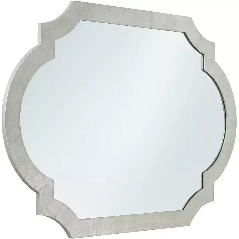 Miroir mural décoratif rectangulaire Noble Park Arch, cadre en bois feuille d'argent brillant, style glamour moderne, 71 cm de large, pour salle de bain, chambre, salon, maison