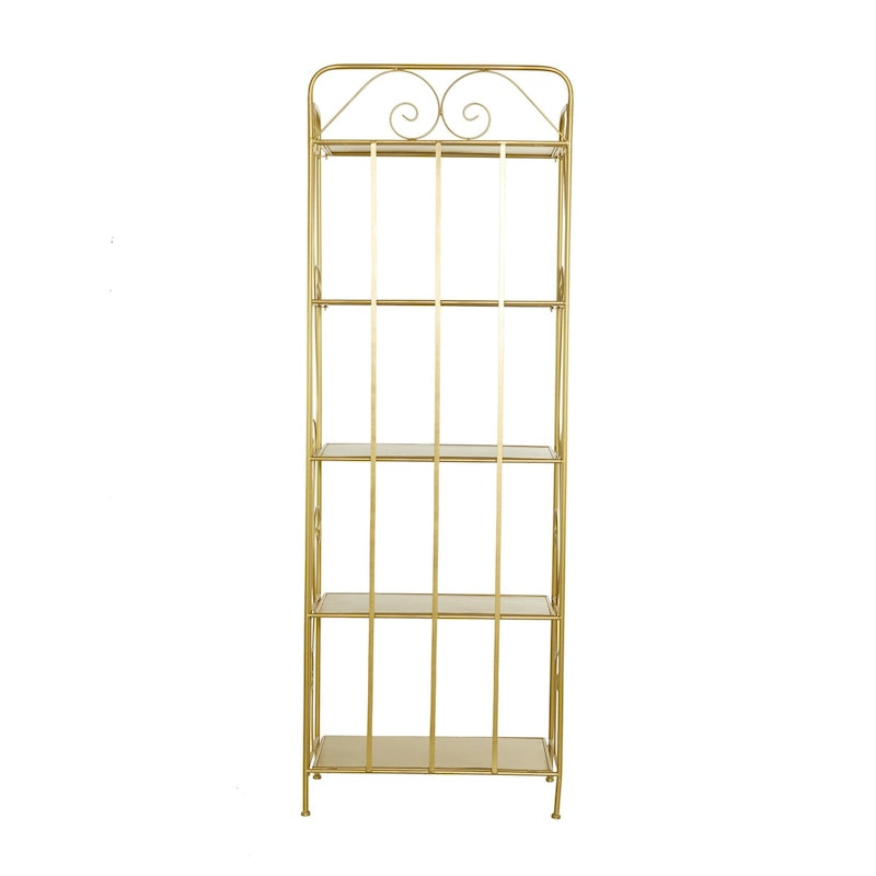 Étagère de Boulanger Pliable Haute à 5 Niveaux en Métal Décoratif pour Intérieur/Extérieur - Or ou Blanc - Roche River Decor