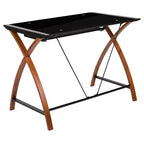 Bureau d'ordinateur Emma et Oliver Glass – Plateau de clavier coulissant et cadre entrecroisé