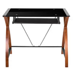 Bureau d'ordinateur Emma et Oliver Glass – Plateau de clavier coulissant et cadre entrecroisé