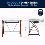 Bureau d'ordinateur Emma et Oliver Glass – Plateau de clavier coulissant et cadre entrecroisé