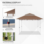 Outsunny 12 x 12 Tonnelle escamotable Pare-soleil Tente instantanée pliable avec filet latéral en maille, Hauteur réglable sur 3 niveaux