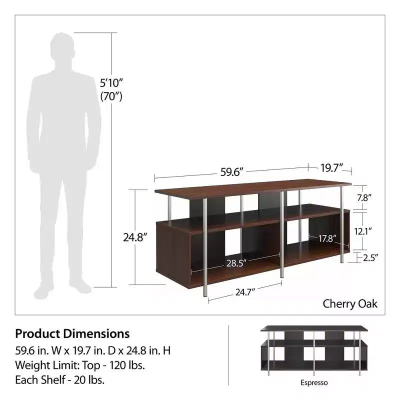 Meuble TV Espresso Ameriwood Home Alonso pour téléviseurs jusqu'à 69 pouces