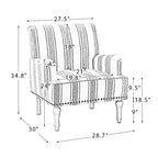 Fauteuil de chambre Venere en bois capitonné avec garniture cloutée et motif à rayures unique | ART OF LIVING DESIGNS