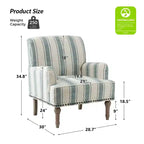 Fauteuil de chambre Venere en bois capitonné avec garniture cloutée et motif à rayures unique | ART OF LIVING DESIGNS