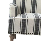 Fauteuil de chambre Venere en bois capitonné avec garniture cloutée et motif à rayures unique | ART OF LIVING DESIGNS