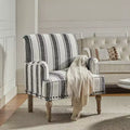 Fauteuil de chambre Venere en bois capitonné avec garniture cloutée et motif à rayures unique | ART OF LIVING DESIGNS