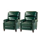 Ensemble de 2 fauteuils inclinables modernes en cuir véritable Elisabete avec garniture cloutée vintage pour salon et chambre à coucher | ART OF LIVING DESIGNS