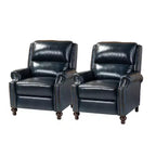 Ensemble de 2 fauteuils inclinables modernes en cuir véritable Elisabete avec garniture cloutée vintage pour salon et chambre à coucher | ART OF LIVING DESIGNS
