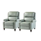Ensemble de 2 fauteuils inclinables modernes en cuir véritable Elisabete avec garniture cloutée vintage pour salon et chambre à coucher | ART OF LIVING DESIGNS