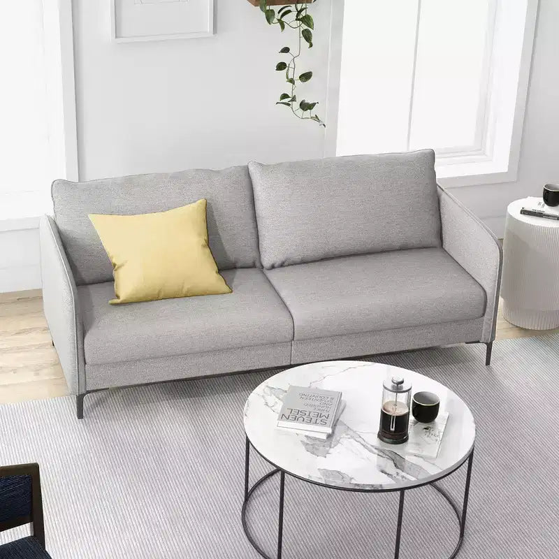 Costway Canapé deux places moderne 193 cm pour salon, appartement, dortoir avec pieds en métal Gris