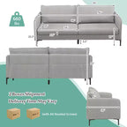 Costway Canapé deux places moderne 193 cm pour salon, appartement, dortoir avec pieds en métal Gris