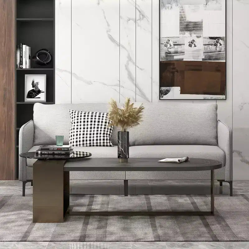 Costway Canapé deux places moderne 193 cm pour salon, appartement, dortoir avec pieds en métal Gris
