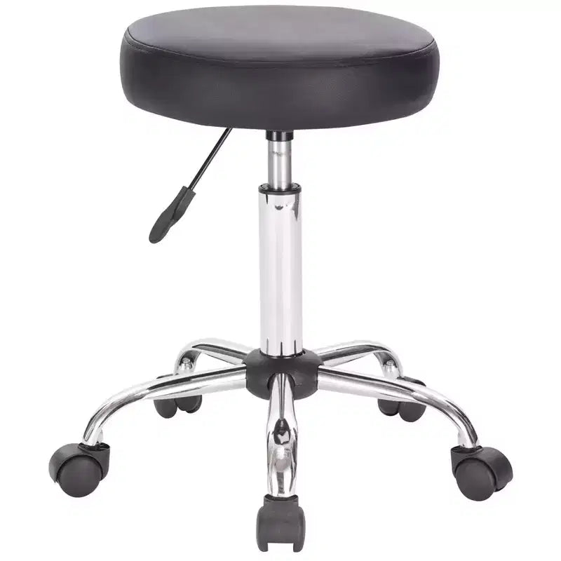 Legacy Decor - Lot de 2 tabourets à roulettes ronds noirs, hauteur réglable par vérin pneumatique, avec base chromée