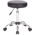 Legacy Decor - Lot de 2 tabourets à roulettes ronds noirs, hauteur réglable par vérin pneumatique, avec base chromée