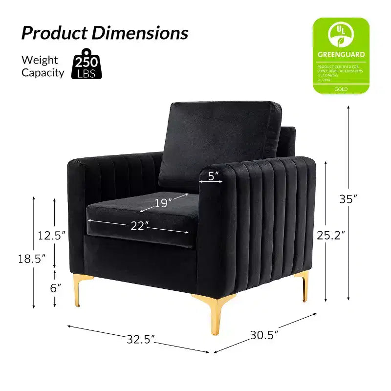 Lot de 2 fauteuils club contemporains Iapygia capitonnés en bois avec pieds en métal pour chambre à coucher | ART OF LIVING DESIGNS