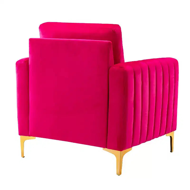 Lot de 2 fauteuils club contemporains Iapygia capitonnés en bois avec pieds en métal pour chambre à coucher | ART OF LIVING DESIGNS