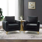 Lot de 2 fauteuils club contemporains Iapygia capitonnés en bois avec pieds en métal pour chambre à coucher | ART OF LIVING DESIGNS