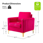Lot de 2 fauteuils club contemporains Iapygia capitonnés en bois avec pieds en métal pour chambre à coucher | ART OF LIVING DESIGNS