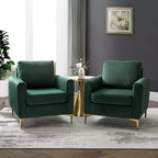 Lot de 2 fauteuils club contemporains Iapygia capitonnés en bois avec pieds en métal pour chambre à coucher | ART OF LIVING DESIGNS