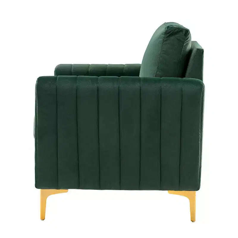 Lot de 2 fauteuils club contemporains Iapygia capitonnés en bois avec pieds en métal pour chambre à coucher | ART OF LIVING DESIGNS