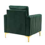 Lot de 2 fauteuils club contemporains Iapygia capitonnés en bois avec pieds en métal pour chambre à coucher | ART OF LIVING DESIGNS