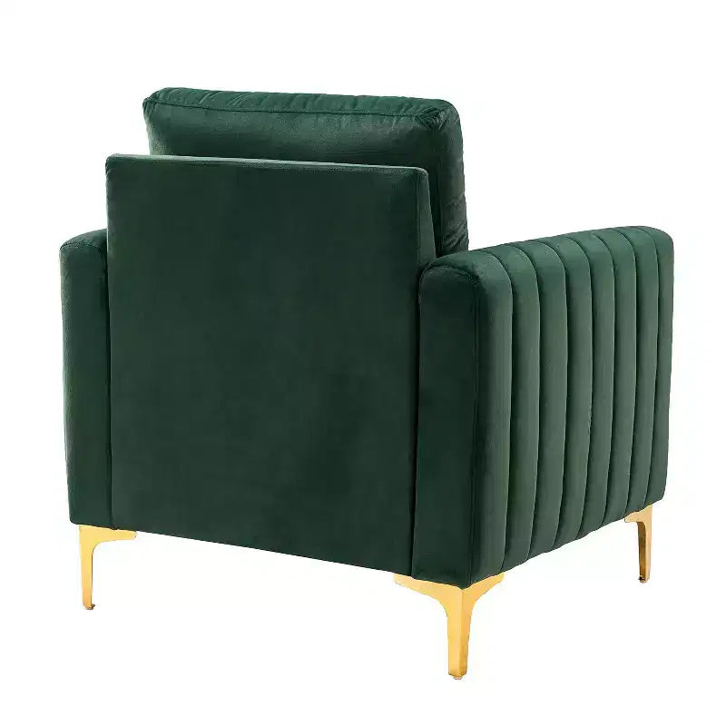 Lot de 2 fauteuils club contemporains Iapygia capitonnés en bois avec pieds en métal pour chambre à coucher | ART OF LIVING DESIGNS