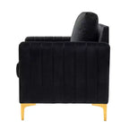 Lot de 2 fauteuils club contemporains Iapygia capitonnés en bois avec pieds en métal pour chambre à coucher | ART OF LIVING DESIGNS