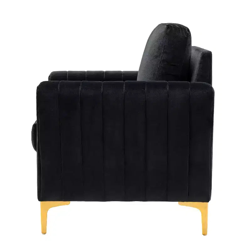 Lot de 2 fauteuils club contemporains Iapygia capitonnés en bois avec pieds en métal pour chambre à coucher | ART OF LIVING DESIGNS