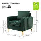 Lot de 2 fauteuils club contemporains Iapygia capitonnés en bois avec pieds en métal pour chambre à coucher | ART OF LIVING DESIGNS