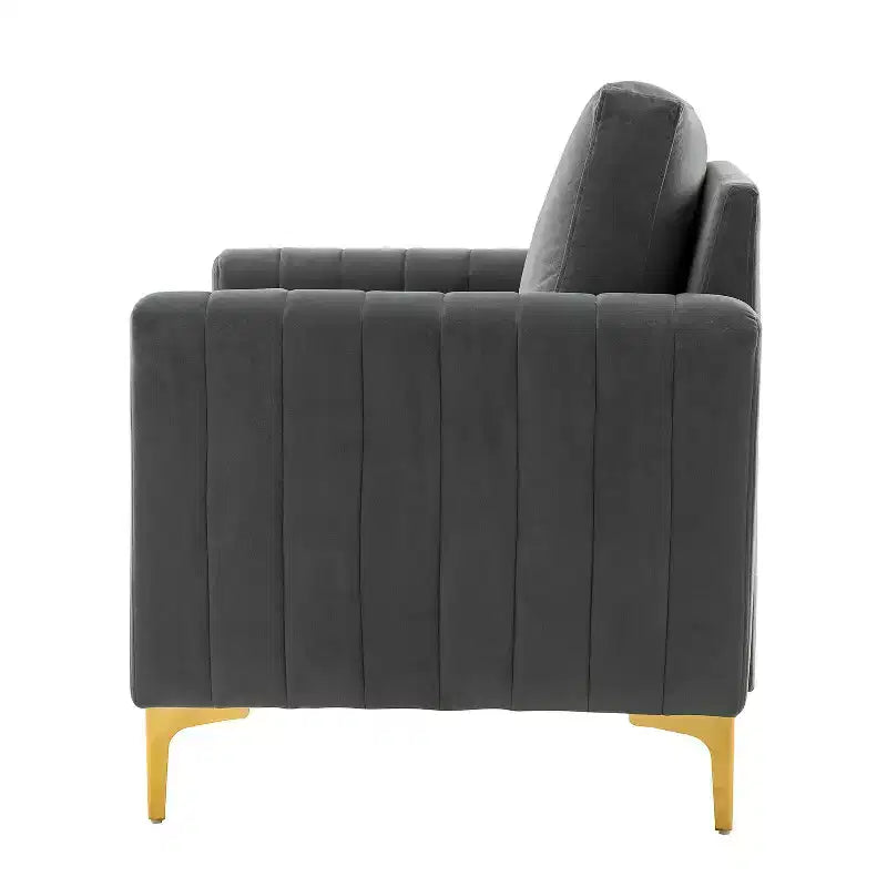 Lot de 2 fauteuils club contemporains Iapygia capitonnés en bois avec pieds en métal pour chambre à coucher | ART OF LIVING DESIGNS