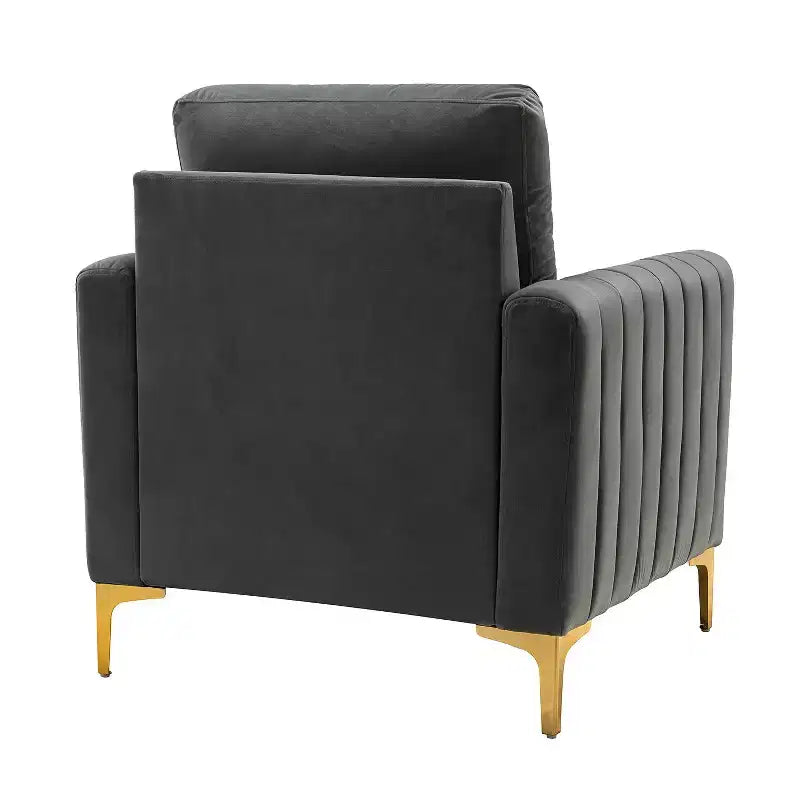 Lot de 2 fauteuils club contemporains Iapygia capitonnés en bois avec pieds en métal pour chambre à coucher | ART OF LIVING DESIGNS