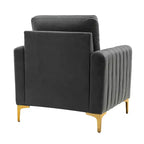 Lot de 2 fauteuils club contemporains Iapygia capitonnés en bois avec pieds en métal pour chambre à coucher | ART OF LIVING DESIGNS