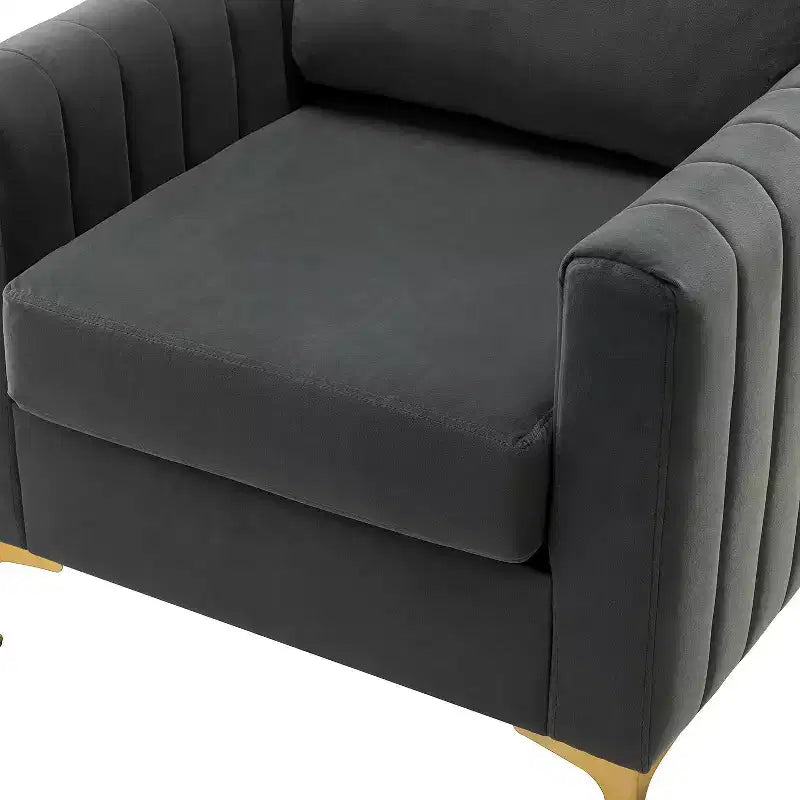 Lot de 2 fauteuils club contemporains Iapygia capitonnés en bois avec pieds en métal pour chambre à coucher | ART OF LIVING DESIGNS