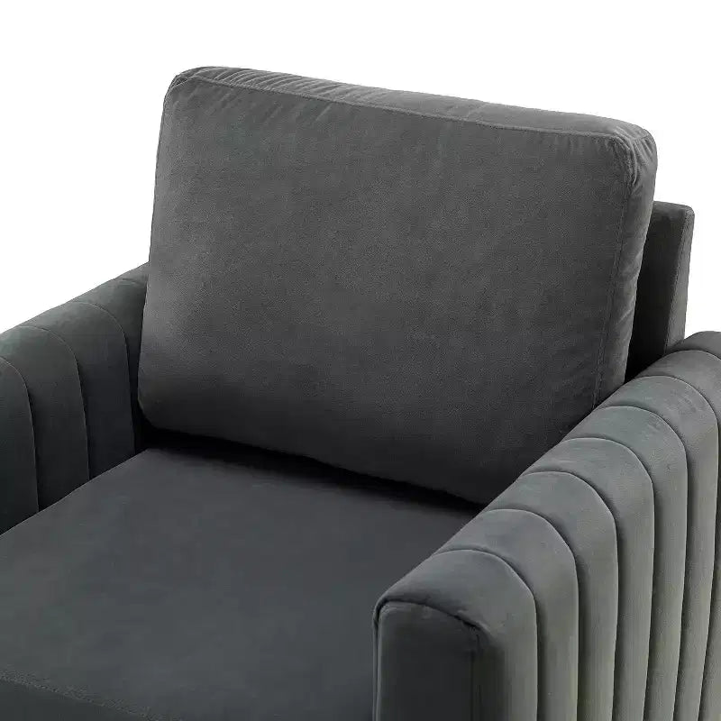Lot de 2 fauteuils club contemporains Iapygia capitonnés en bois avec pieds en métal pour chambre à coucher | ART OF LIVING DESIGNS