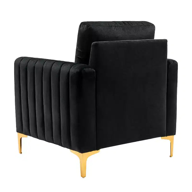 Lot de 2 fauteuils club contemporains Iapygia capitonnés en bois avec pieds en métal pour chambre à coucher | ART OF LIVING DESIGNS