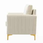 Lot de 2 fauteuils club contemporains Iapygia capitonnés en bois avec pieds en métal pour chambre à coucher | ART OF LIVING DESIGNS