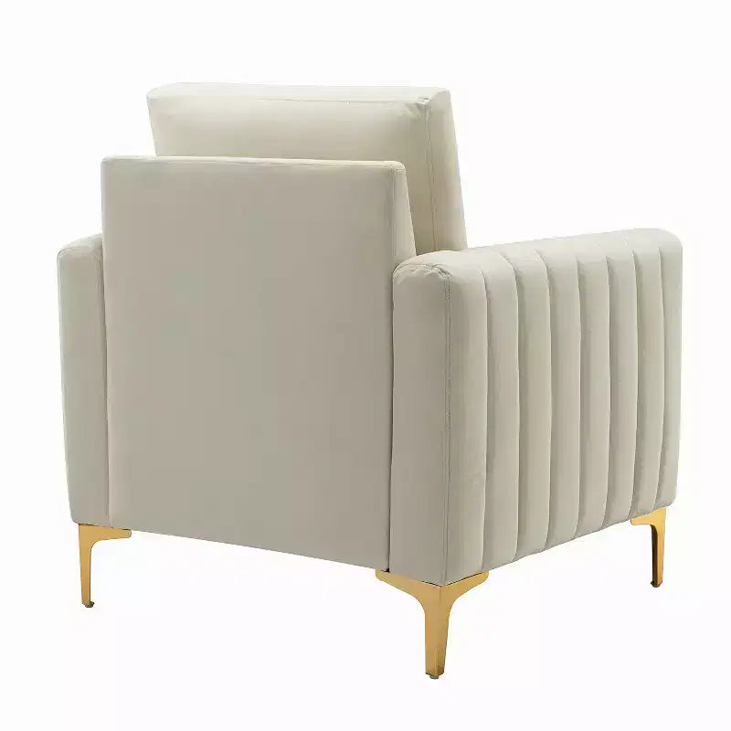 Lot de 2 fauteuils club contemporains Iapygia capitonnés en bois avec pieds en métal pour chambre à coucher | ART OF LIVING DESIGNS