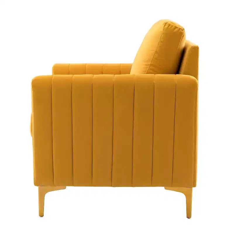Lot de 2 fauteuils club contemporains Iapygia capitonnés en bois avec pieds en métal pour chambre à coucher | ART OF LIVING DESIGNS