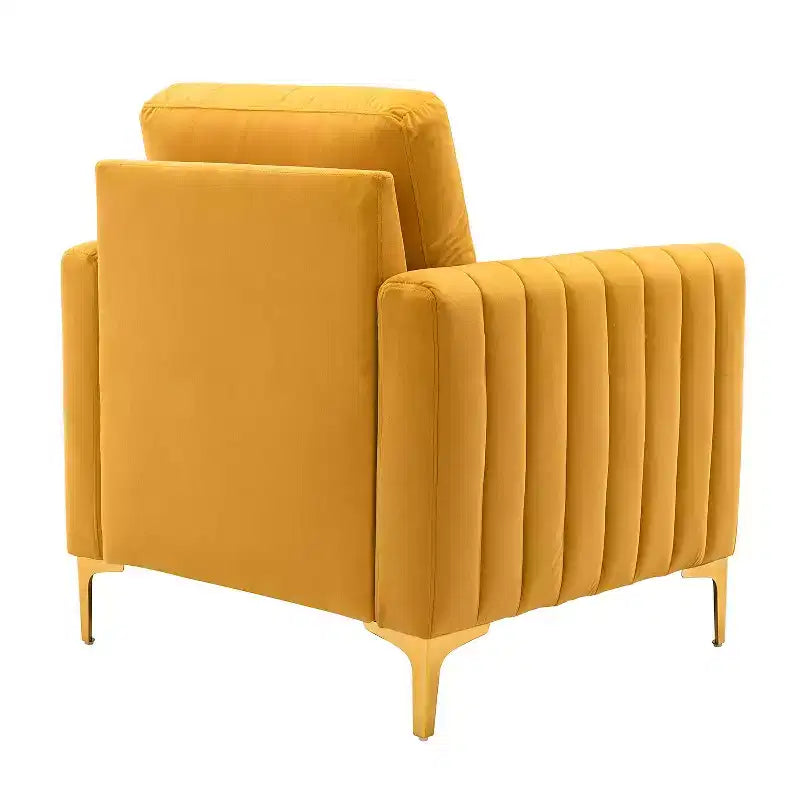 Lot de 2 fauteuils club contemporains Iapygia capitonnés en bois avec pieds en métal pour chambre à coucher | ART OF LIVING DESIGNS