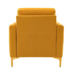 Lot de 2 fauteuils club contemporains Iapygia capitonnés en bois avec pieds en métal pour chambre à coucher | ART OF LIVING DESIGNS